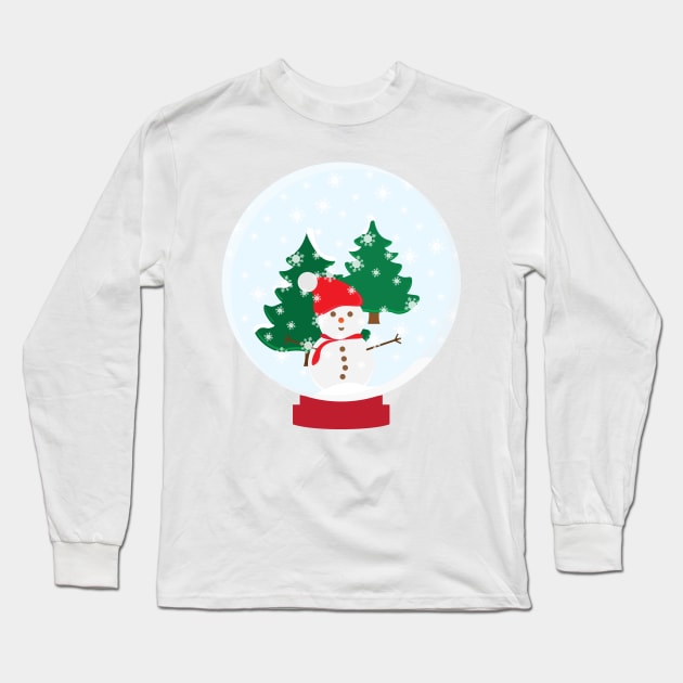 Snow Globe With Snow Man and Trees Long Sleeve T-Shirt by sigdesign